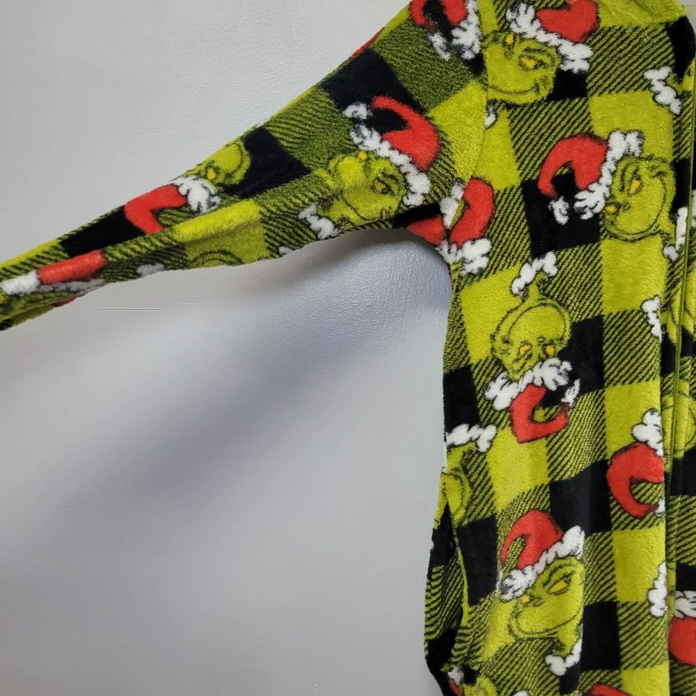 Dr Seuss The Grinch Christmas Fleece Hooded Union Suit Pajamas Small 4-6 Green
